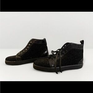 Barabas Men's Luxury Rhinestone Diamond black High-Top Shoes Leather Sz 9 READ